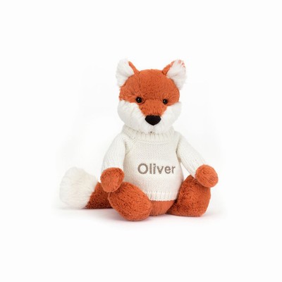 Jellycat Bashful Fox Cub with Cream Jumper New Zealand | YKZRE9607